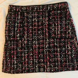 LOFT Tweed Skirt - Black, Pink, White Size 10